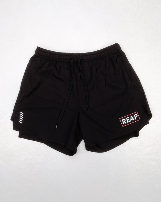 black reap gym shorts with zip pockets